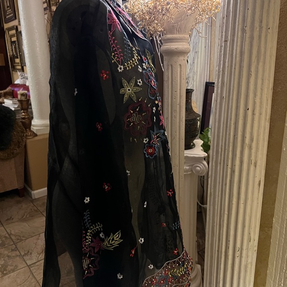 Vintage Donna Vinci Sheer Polyester Embroidery Blouse/Top - Picture 6 of 10